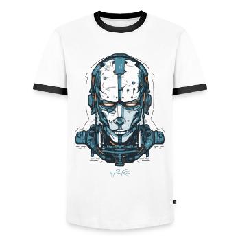 Une technologie de robot cyborg - T-shirt contrasté Homme - blanc/noir - Devant - AI Model Female 172 light (172cm) & AI Model Male 178 dark (178cm)