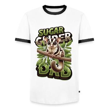 Australische Sugar Glider Kurzkopfgleitbeutler - Männer Kontrast-T-Shirt - Weiß/Schwarz - Vorne - AI Model Female 172 light (172cm) & AI Model Male 178 dark (178cm)