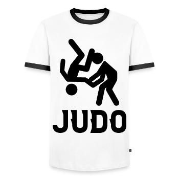 Judo - T-shirt contrasté Homme - blanc/noir - Devant - AI Model Female 172 light (172cm) & AI Model Male 178 dark (178cm)