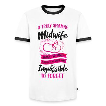 Nurse Midwife Birth Worker A Truly - Men's Ringer Shirt - white/black - Front - AI Model Female 172 light (172cm) & AI Model Male 178 dark (178cm)
