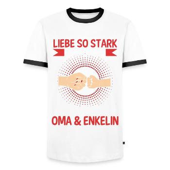 Oma Großmutter und Enkelin - Männer Kontrast-T-Shirt - Weiß/Schwarz - Vorne - AI Model Female 172 light (172cm) & AI Model Male 178 dark (178cm)