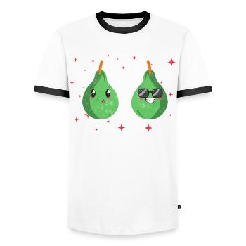Cute Pear Couple Hugging Pear Fruit Lovers - Männer Kontrast-T-Shirt - Weiß/Schwarz - Vorne - AI Model Female 172 light (172cm) & AI Model Male 178 dark (178cm)
