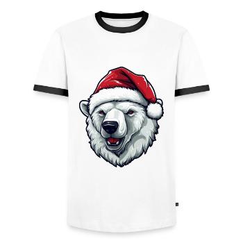 Tête d’ours polaire Portrait de Noël ours polaire - T-shirt contrasté Homme - blanc/noir - Devant - AI Model Female 172 light (172cm) & AI Model Male 178 dark (178cm)