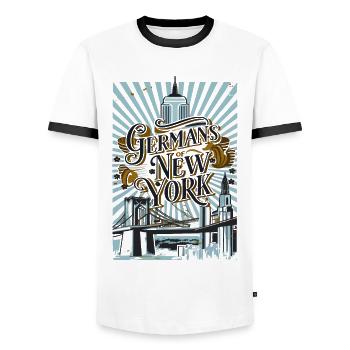 Germans of New York, Germany, America, USA - Men's Ringer Shirt - white/black - Front - AI Model Female 172 light (172cm) & AI Model Male 178 dark (178cm)