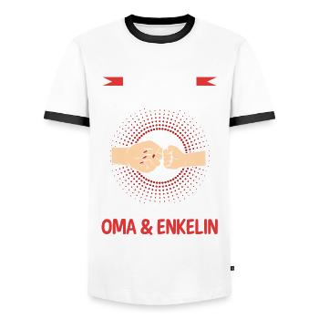 Oma Großmutter und Enkelin - Männer Kontrast-T-Shirt - Weiß/Schwarz - Vorne - AI Model Female 172 light (172cm) & AI Model Male 178 dark (178cm)