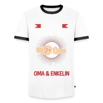 Oma Großmutter und Enkelin - Männer Kontrast-T-Shirt - Weiß/Schwarz - Vorne - AI Model Female 172 light (172cm) & AI Model Male 178 dark (178cm)