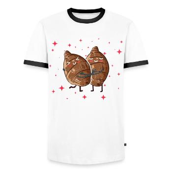 Couple de taro mignon étreignant les amateurs de légumes de taro - T-shirt contrasté Homme - blanc/noir - Devant - AI Model Female 172 light (172cm) & AI Model Male 178 dark (178cm)