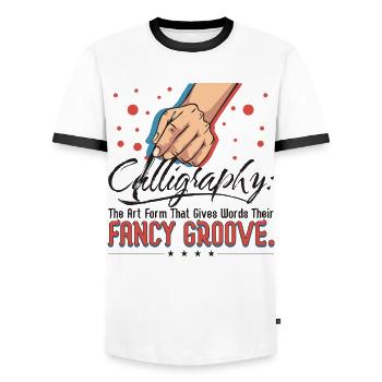 Kalligrafie verleiht Wörtern ihren ausgefallenen Groove - Männer Kontrast-T-Shirt - Weiß/Schwarz - Vorne - AI Model Female 172 light (172cm) & AI Model Male 178 dark (178cm)