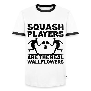 Squash Player Squash Tennis Player Raquetball Spor - Men's Ringer Shirt - white/black - Front - AI Model Female 172 light (172cm) & AI Model Male 178 dark (178cm)