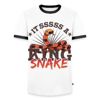 Es ist eine Königsnatter - Männer Kontrast-T-Shirt - Weiß/Schwarz - Vorne - AI Model Female 172 light (172cm) & AI Model Male 178 dark (178cm)