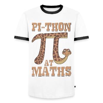 Pi-thon in Mathe - Männer Kontrast-T-Shirt - Weiß/Schwarz - Vorne - AI Model Female 172 light (172cm) & AI Model Male 178 dark (178cm)