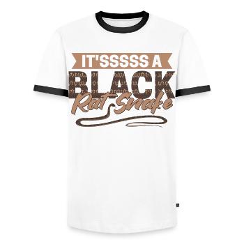 It'sssss a Black Rat Snake - Men's Ringer Shirt - white/black - Front - AI Model Female 172 light (172cm) & AI Model Male 178 dark (178cm)