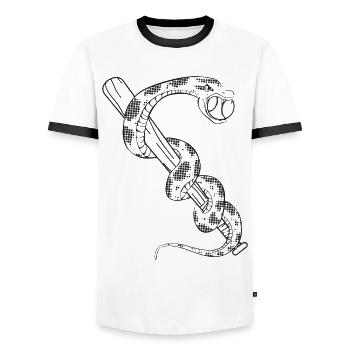 Schlange - Männer Kontrast-T-Shirt - Weiß/Schwarz - Vorne - AI Model Female 172 light (172cm) & AI Model Male 178 dark (178cm)