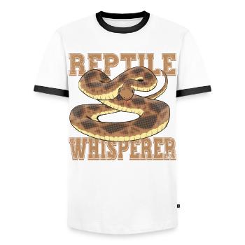 Reptilien-Flüsterer - Männer Kontrast-T-Shirt - Weiß/Schwarz - Vorne - AI Model Female 172 light (172cm) & AI Model Male 178 dark (178cm)