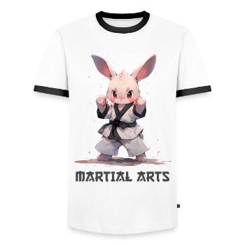 Funny Martial Arts Bunny MMA Kawaii Martial Arts - Men's Ringer Shirt - white/black - Front - AI Model Female 172 light (172cm) & AI Model Male 178 dark (178cm)