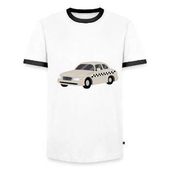 Lustige Taxifahrer Witze und Sprüche Taxifahrerin - Männer Kontrast-T-Shirt - Weiß/Schwarz - Vorne - AI Model Female 172 light (172cm) & AI Model Male 178 dark (178cm)