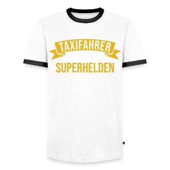 Taxifahrer Kundenservice und Kommunikation - Männer Kontrast-T-Shirt - Weiß/Schwarz - Vorne - AI Model Female 172 light (172cm) & AI Model Male 178 dark (178cm)