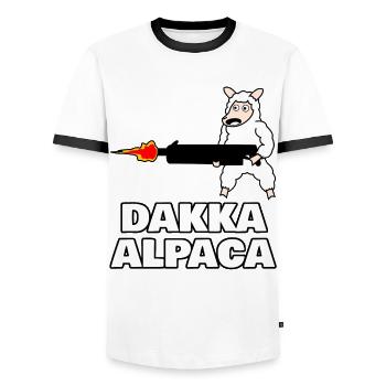 Dakka Alpaca - Männer Kontrast-T-Shirt - Weiß/Schwarz - Vorne - AI Model Female 172 light (172cm) & AI Model Male 178 dark (178cm)