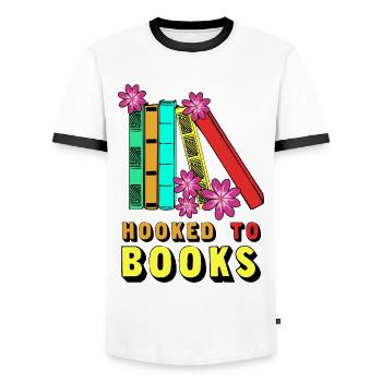 Book Read Books Bookworm Reading - Men's Ringer Shirt - white/black - Front - AI Model Female 172 light (172cm) & AI Model Male 178 dark (178cm)