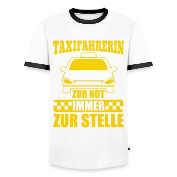 Taxifahrer Sauberes und gepflegtes Fahrzeug - Männer Kontrast-T-Shirt - Weiß/Schwarz - Vorne - AI Model Female 172 light (172cm) & AI Model Male 178 dark (178cm)