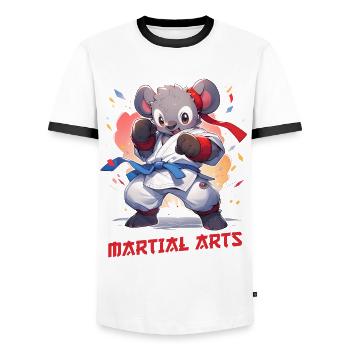 Funny Koala Martial Arts MMA Kawaii Martial Arts - Men's Ringer Shirt - white/black - Front - AI Model Female 172 light (172cm) & AI Model Male 178 dark (178cm)