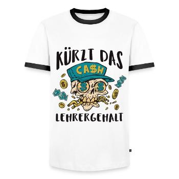 Kürzt das Lehrergehalt aber nicht den Spaß - Männer Kontrast-T-Shirt - Weiß/Schwarz - Vorne - AI Model Female 172 light (172cm) & AI Model Male 178 dark (178cm)
