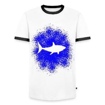 Requin requin dans la mer - T-shirt contrasté Homme - blanc/noir - Devant - AI Model Female 172 light (172cm) & AI Model Male 178 dark (178cm)