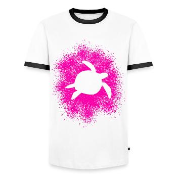 Sea Turtle Turtle in the Oceans - Men's Ringer Shirt - white/black - Front - AI Model Female 172 light (172cm) & AI Model Male 178 dark (178cm)
