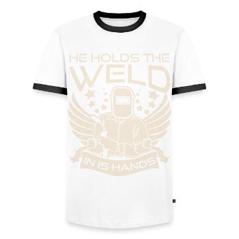 Welder Blacksmith Metalworker Metal Work - Men's Ringer Shirt - white/black - Front - AI Model Female 172 light (172cm) & AI Model Male 178 dark (178cm)