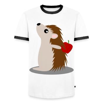 Hedgehog with Apple Hedgehogs - Männer Kontrast-T-Shirt - Weiß/Schwarz - Vorne - AI Model Female 172 light (172cm) & AI Model Male 178 dark (178cm)