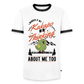 Kakapo New Zealand Parrot - Men's Ringer Shirt - white/black - Front - AI Model Female 172 light (172cm) & AI Model Male 178 dark (178cm)