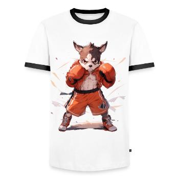 Funny Dog Boxer Boxing MMA Kawaii Martial Arts - Men's Ringer Shirt - white/black - Front - AI Model Female 172 light (172cm) & AI Model Male 178 dark (178cm)