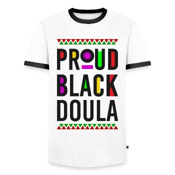 Doula Birth Worker Proud Black - Männer Kontrast-T-Shirt - Weiß/Schwarz - Vorne - AI Model Female 172 light (172cm) & AI Model Male 178 dark (178cm)