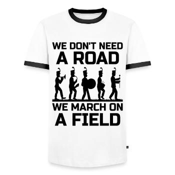 Marching Band Sayings Funny Marching Instruments - Men's Ringer Shirt - white/black - Front - AI Model Female 172 light (172cm) & AI Model Male 178 dark (178cm)