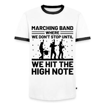 Marching Band Sayings Funny Marching Instruments - Men's Ringer Shirt - white/black - Front - AI Model Female 172 light (172cm) & AI Model Male 178 dark (178cm)