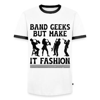 Marching Band Sayings Funny Marching Instruments - Men's Ringer Shirt - white/black - Front - AI Model Female 172 light (172cm) & AI Model Male 178 dark (178cm)