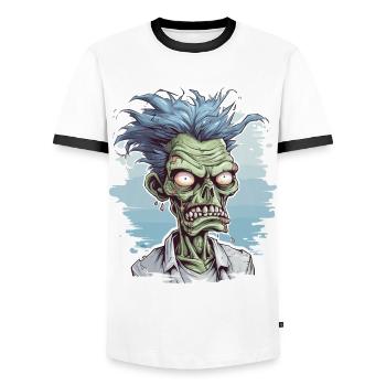 Halloween Horreur Effrayante Zombie - T-shirt contrasté Homme - blanc/noir - Devant - AI Model Female 172 light (172cm) & AI Model Male 178 dark (178cm)