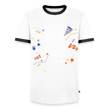 Happy New Year New Year's Eve 2024 - Men's Ringer Shirt - white/black - Front - AI Model Female 172 light (172cm) & AI Model Male 178 dark (178cm)
