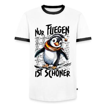 Süßer Pinguin lustiger Spruch für Skifahrer - Männer Kontrast-T-Shirt - Weiß/Schwarz - Vorne - AI Model Female 172 light (172cm) & AI Model Male 178 dark (178cm)