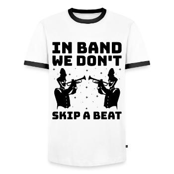 Marching Band Sayings Funny Marching Instruments - Men's Ringer Shirt - white/black - Front - AI Model Female 172 light (172cm) & AI Model Male 178 dark (178cm)