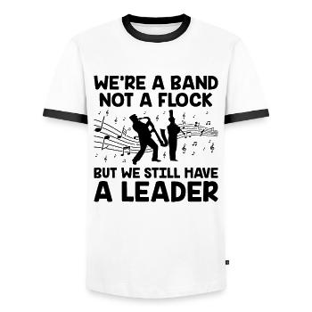 Marching Band Sayings Funny Marching Instruments - Men's Ringer Shirt - white/black - Front - AI Model Female 172 light (172cm) & AI Model Male 178 dark (178cm)