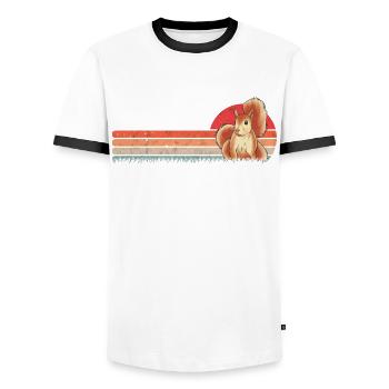 Eichhörnchen Retro Squirrel - Men's Ringer Shirt - white/black - Front - AI Model Female 172 light (172cm) & AI Model Male 178 dark (178cm)