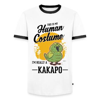 Kakapo Halloween Bird Night Parrot - Men's Ringer Shirt - white/black - Front - AI Model Female 172 light (172cm) & AI Model Male 178 dark (178cm)