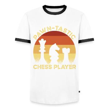Chess Pawn-tastic - Men's Ringer Shirt - white/black - Front - AI Model Female 172 light (172cm) & AI Model Male 178 dark (178cm)
