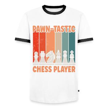 Chess Pawn-tastic - Men's Ringer Shirt - white/black - Front - AI Model Female 172 light (172cm) & AI Model Male 178 dark (178cm)