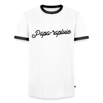 Papa-rapluie Chic - T-shirt contrasté Homme - blanc/noir - Devant - AI Model Female 172 light (172cm) & AI Model Male 178 dark (178cm)