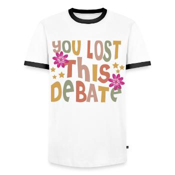 Équipe de débat de blagues du club de débat - T-shirt contrasté Homme - blanc/noir - Devant - AI Model Female 172 light (172cm) & AI Model Male 178 dark (178cm)