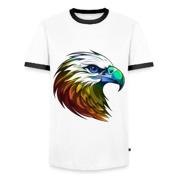 Eagle Head Colorful - Men's Ringer Shirt - white/black - Front - AI Model Female 172 light (172cm) & AI Model Male 178 dark (178cm)