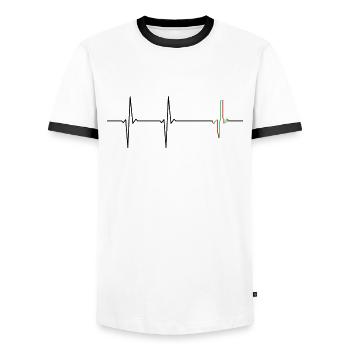 Trading ECG Trader Charting Technique Candlesticks - Men's Ringer Shirt - white/black - Front - AI Model Female 172 light (172cm) & AI Model Male 178 dark (178cm)
