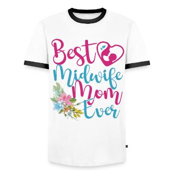 Nurse Midwife Birth Worker Mom - Men's Ringer Shirt - white/black - Front - AI Model Female 172 light (172cm) & AI Model Male 178 dark (178cm)
